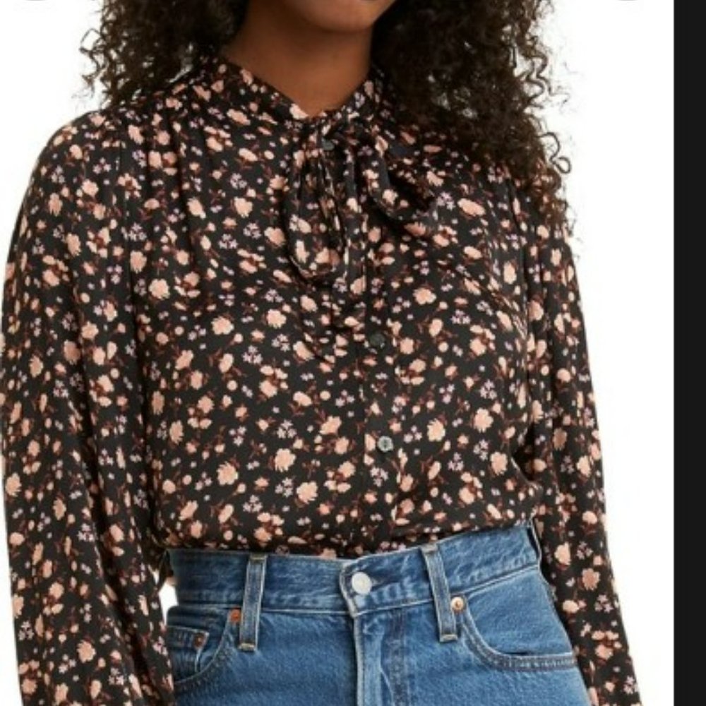 Levi's Marianna Button-Up Black Floral Blouse Size XS